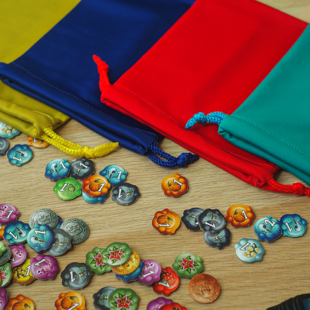 Комплект із 4-х мішечків 15х17 см для інгредієнтів до гри Пройдисвіти Кведлінбурга (4 кольори)